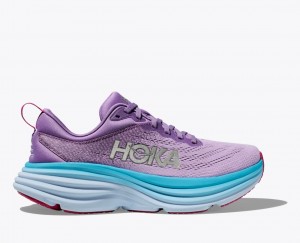 Women's HOKA Bondi 8 Running Shoes Purple / Blue | UNLOT1879