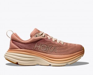 Women's HOKA Bondi 8 Running Shoes Rose Gold | BYATX7925