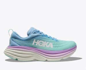 Women's HOKA Bondi 8 Running Shoes Turquoise / Blue / Purple | POEKS8206