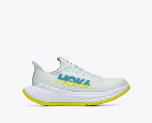 Women's HOKA Carbon X 3 Running Shoes White / Green | FTWMY3025