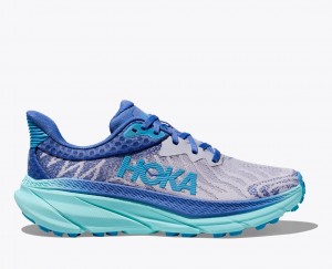 Women's HOKA Challenger 7 Trail Running Shoes Blue / Grey | LDOES3851