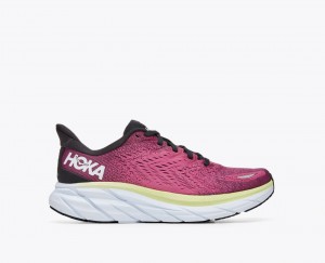 Women's HOKA Clifton 8 Running Shoes Light Burgundy | JTEAM2057