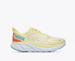 Women's HOKA Clifton 8 Running Shoes Light Yellow | DXHFZ3756