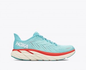 Women's HOKA Clifton 8 Running Shoes Turquoise | MIOEA3651