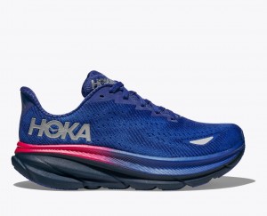 Women's HOKA Clifton 9 GTX Running Shoes Blue | ILMAK0146