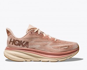 Women's HOKA Clifton 9 Running Shoes Beige | OEIDK4267