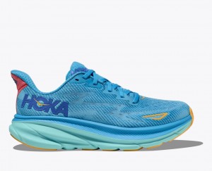 Women's HOKA Clifton 9 Running Shoes Blue | NDIOY3614