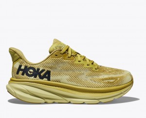 Women's HOKA Clifton 9 Running Shoes Khaki | IUCPX0954