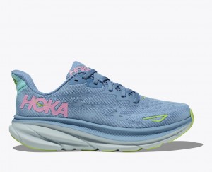 Women's HOKA Clifton 9 Running Shoes Light Blue | HCUNK1952