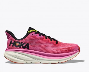 Women's HOKA Clifton 9 Running Shoes Pink / Black | KNVOI4180