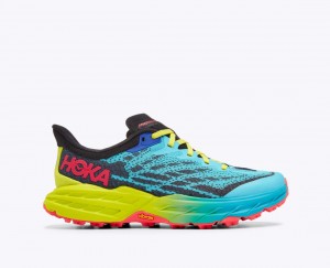 Women's HOKA Speedgoat 5 Trail Running Shoes Blue / Navy / Green | HXEKM3065