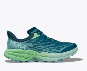 Women's HOKA Speedgoat 5 Trail Running Shoes Blue / Green | KINAY1907