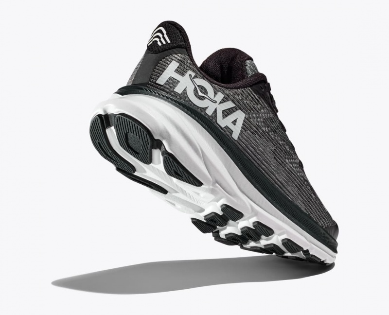 Kids' HOKA Clifton 9 Running Shoes Black / White | CSEOB5287