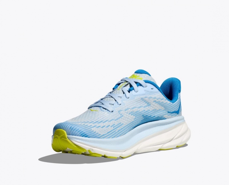 Kids' HOKA Clifton 9 Running Shoes Blue / White | AMLDO6015