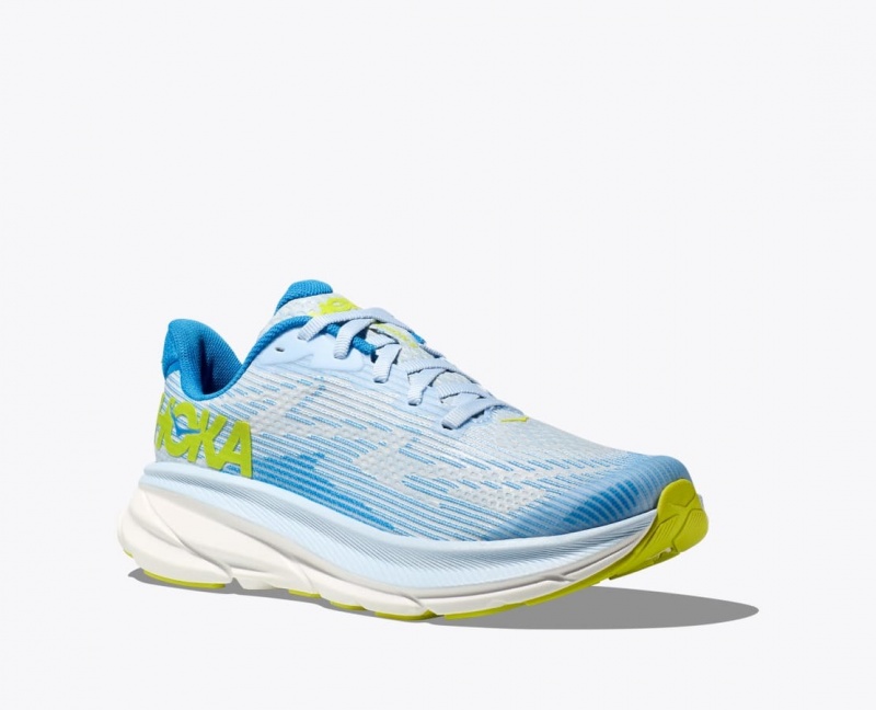 Kids' HOKA Clifton 9 Running Shoes Blue / White | AMLDO6015