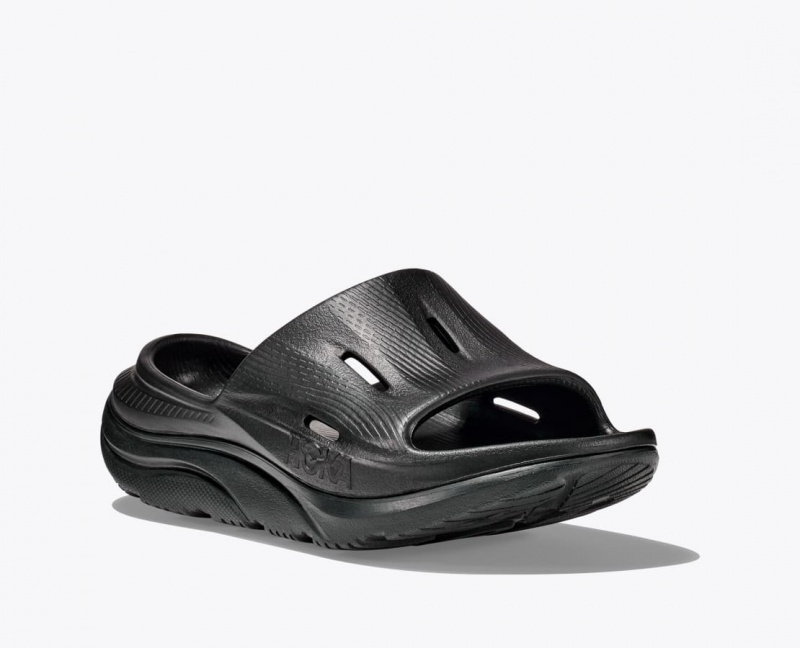 Kids' HOKA Ora Recovery 3 Slides Black | AGEWR2389