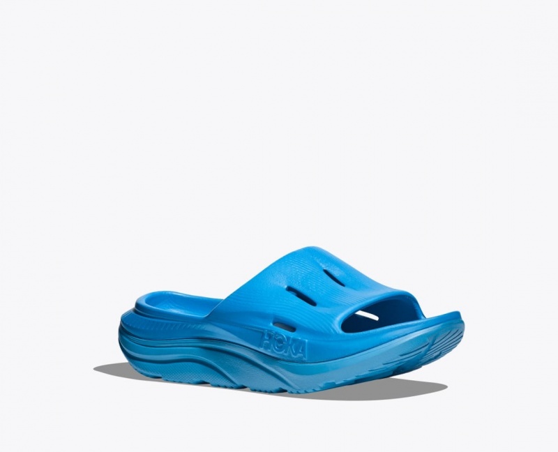 Kids' HOKA Ora Recovery 3 Slides Blue | NQXUM7693