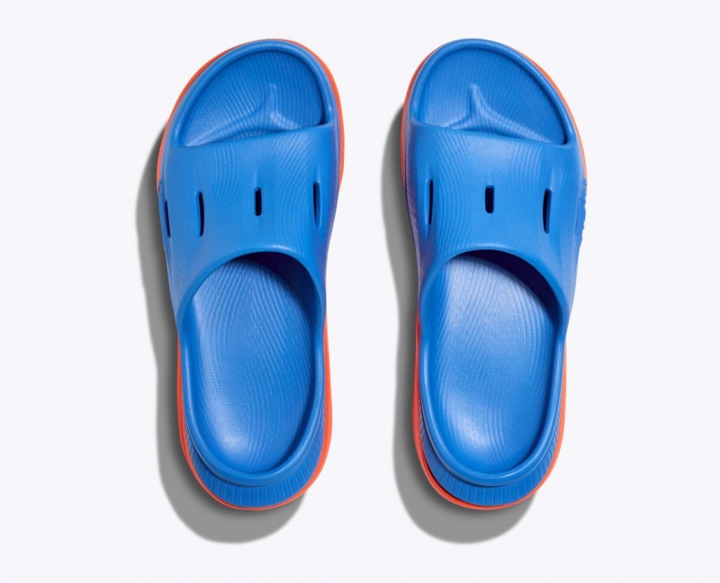 Kids' HOKA Ora Recovery 3 Slides Blue / Orange | OVKMF9370