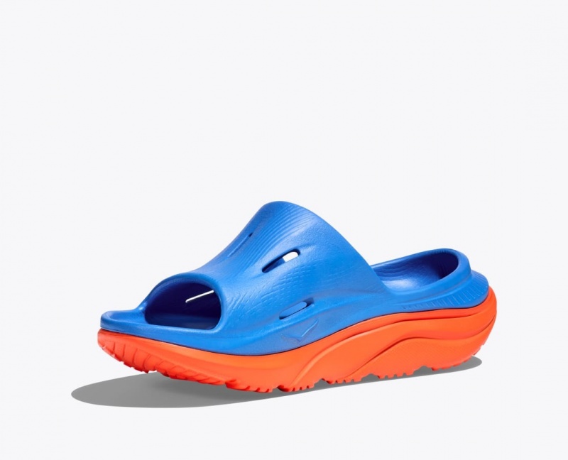 Kids' HOKA Ora Recovery 3 Slides Blue / Orange | OVKMF9370