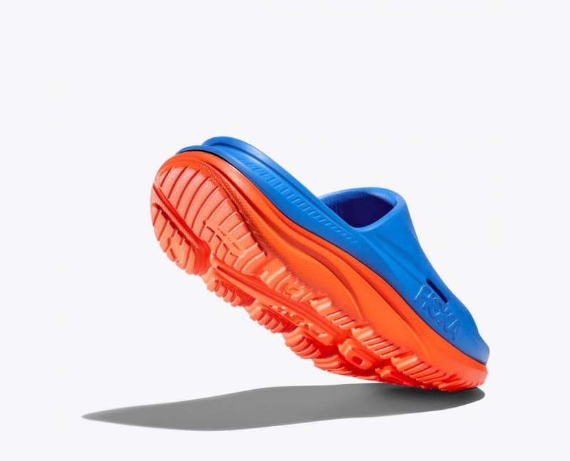 Kids' HOKA Ora Recovery 3 Slides Blue / Orange | OVKMF9370