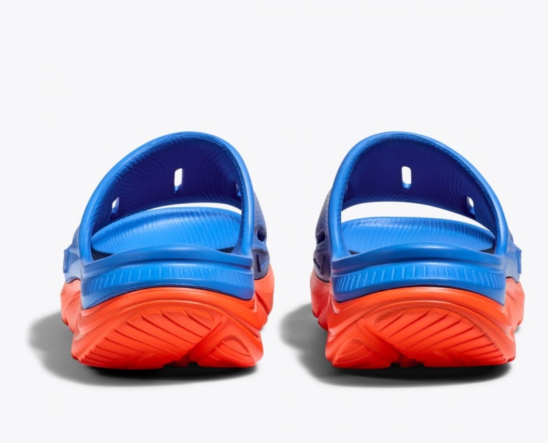 Kids' HOKA Ora Recovery 3 Slides Blue / Orange | OVKMF9370