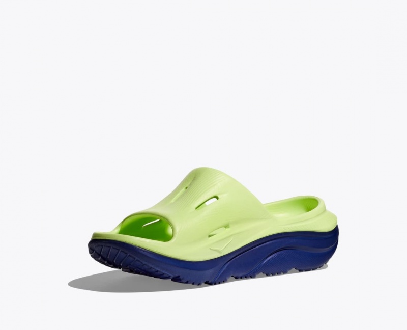 Kids' HOKA Ora Recovery 3 Slides Green / Navy | NVBEI3940