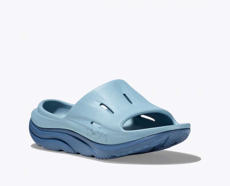 Kids' HOKA Ora Recovery 3 Slides Light Blue / Dark Blue | TPEHG2186