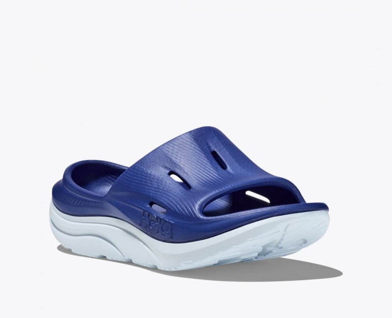 Kids' HOKA Ora Recovery 3 Slides Navy | PEJXS6052