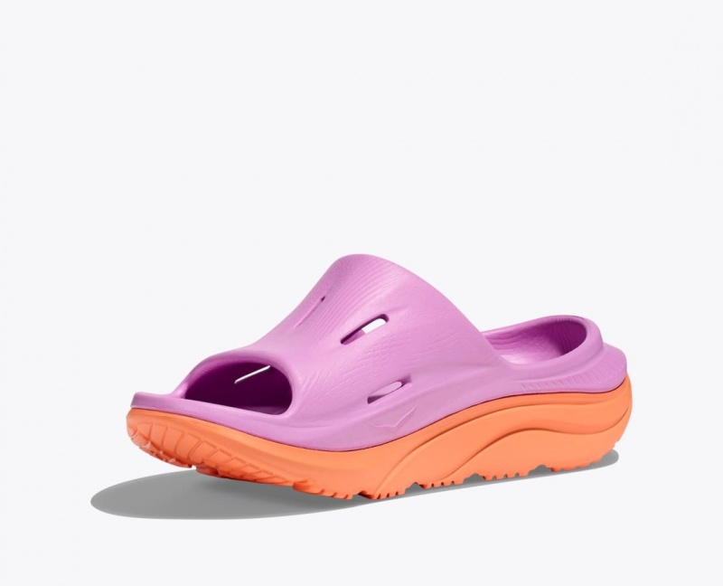 Kids' HOKA Ora Recovery 3 Slides Pink / Orange | JEGTU6837