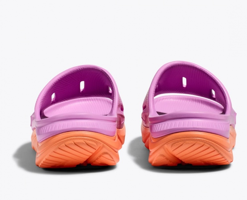 Kids' HOKA Ora Recovery 3 Slides Pink / Orange | JEGTU6837