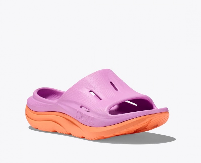 Kids' HOKA Ora Recovery 3 Slides Pink / Orange | JEGTU6837