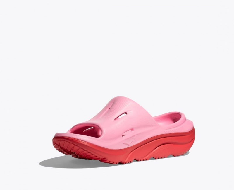 Kids' HOKA Ora Recovery 3 Slides Pink / Red | JSBCX1208