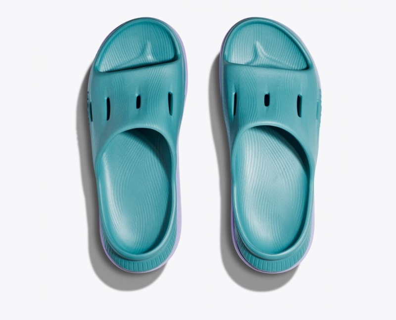 Kids' HOKA Ora Recovery 3 Slides Turquoise / Light Purple | OMTQY7409