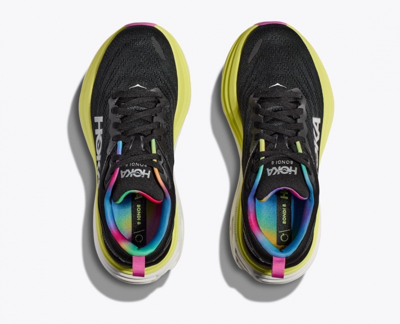 Men's HOKA Bondi 8 Running Shoes Black / Multicolor | MZVEX2965