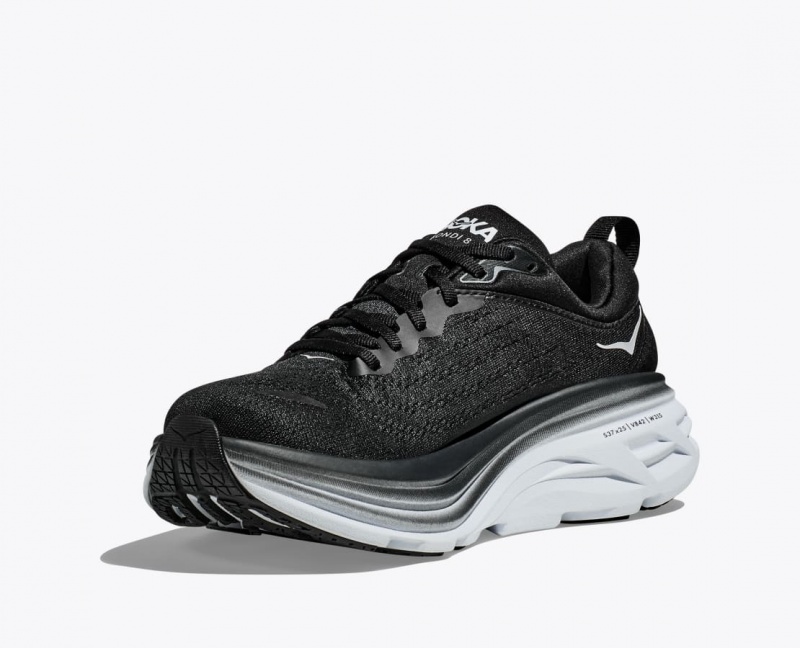 Men's HOKA Bondi 8 Running Shoes Black / White | JBTNH2564