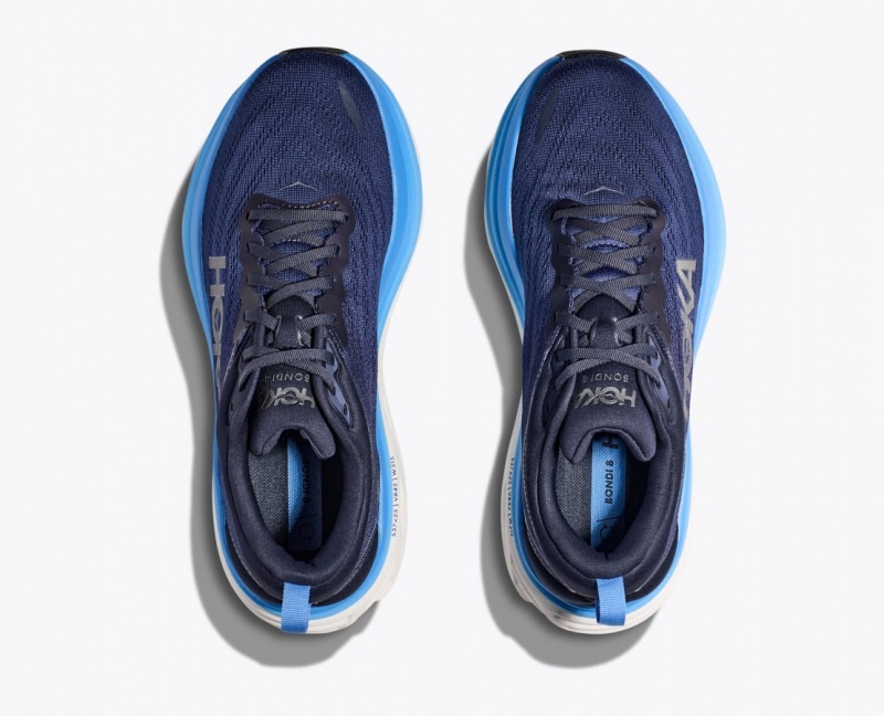 Men's HOKA Bondi 8 Running Shoes Dark Blue / Blue | SMHJK0463