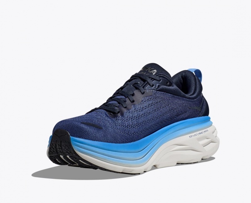 Men's HOKA Bondi 8 Running Shoes Dark Blue / Blue | SMHJK0463