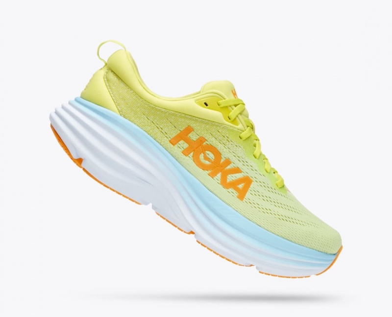 Men's HOKA Bondi 8 Running Shoes Light Green / Light Blue | MXGLD1297