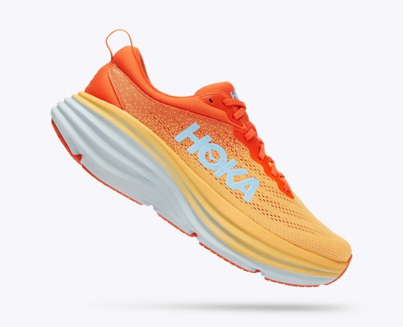 Men's HOKA Bondi 8 Running Shoes Orange / Red | DHEJV5934