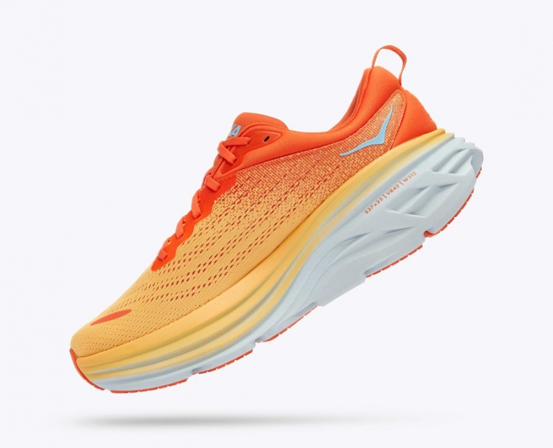 Men's HOKA Bondi 8 Running Shoes Orange / Red | DHEJV5934