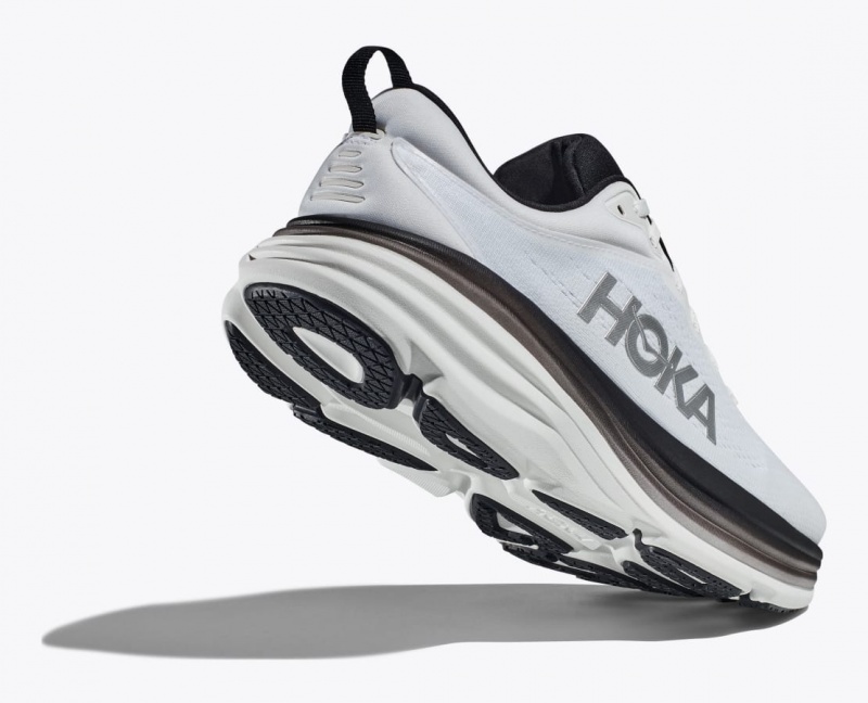 Men's HOKA Bondi 8 Running Shoes White / Black | NGABE5109