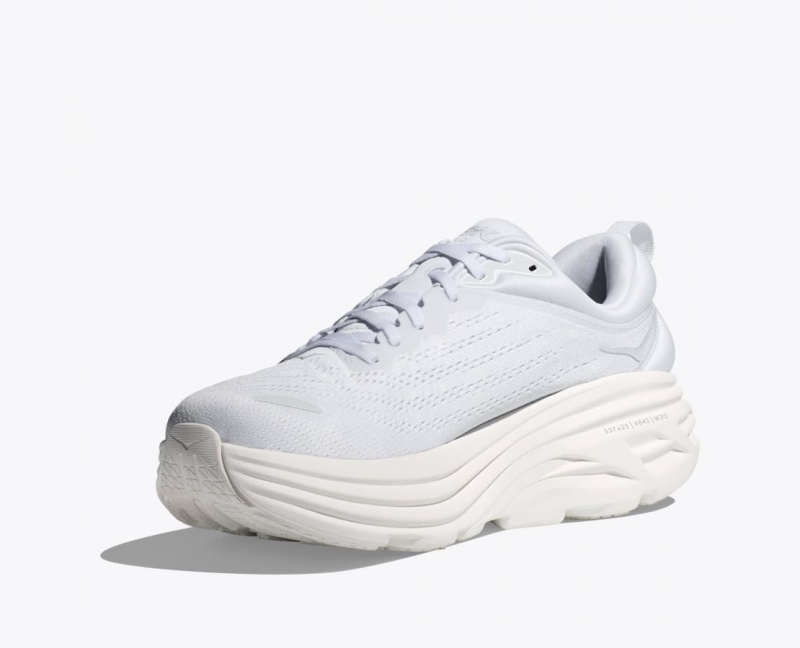 Men's HOKA Bondi 8 Running Shoes White | ZHRSO2093