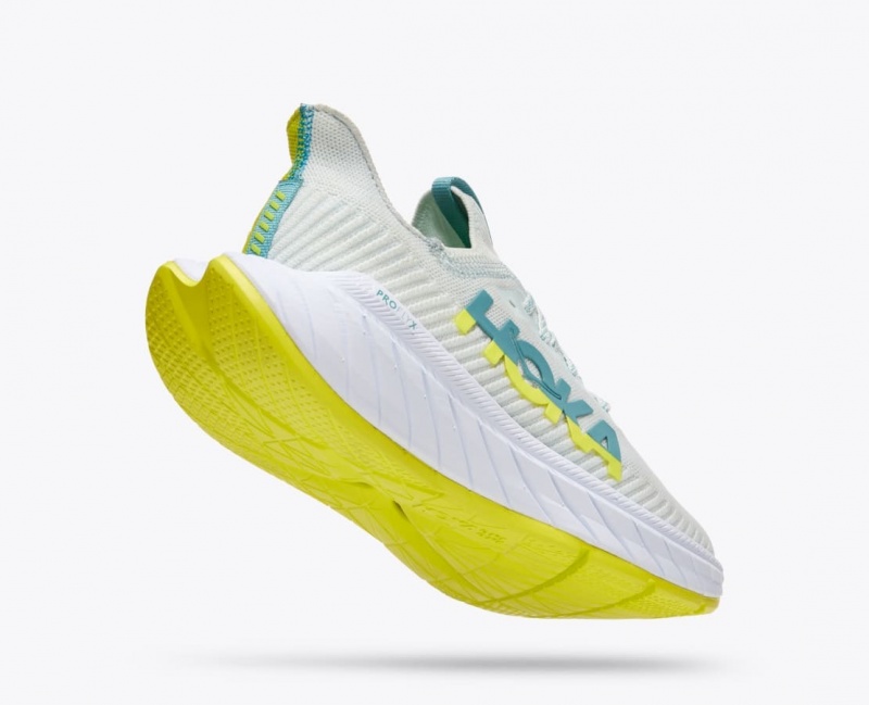 Men's HOKA Carbon X 3 Running Shoes White / Green | QKIAX2134