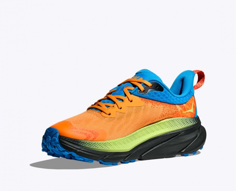 Men's HOKA Challenger 7 GTX Trail Running Shoes Orange / Green / Blue | IHKLX0529