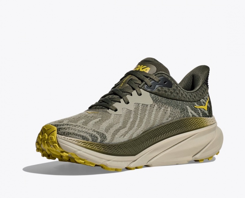 Men's HOKA Challenger 7 Trail Running Shoes Olive | BLWTE6780