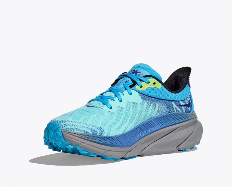 Men's HOKA Challenger 7 Trail Running Shoes Turquoise / Blue | NJRZY0281