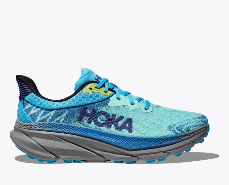 Men\'s HOKA Challenger 7 Trail Running Shoes Turquoise / Blue | NJRZY0281