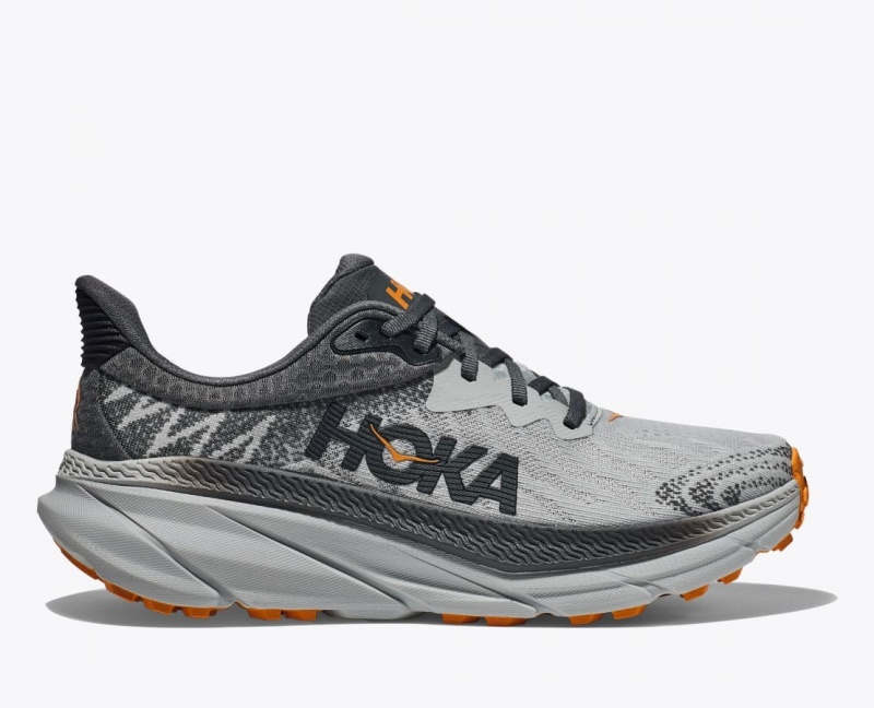 Men\'s HOKA Challenger 7 Trail Running Shoes Grey / Black | BVURS9528