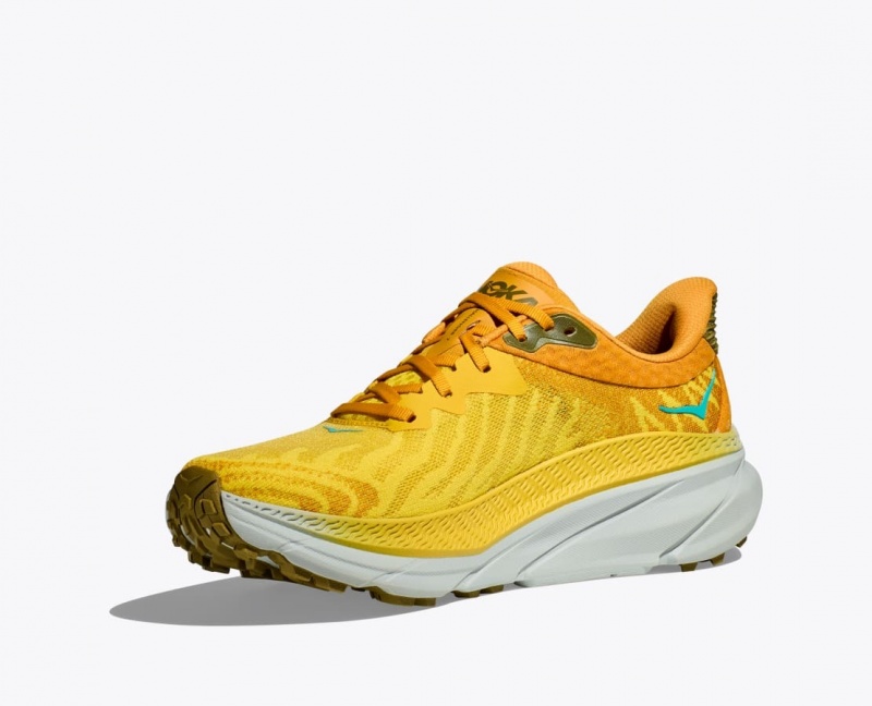 Men's HOKA Challenger 7 Trail Running Shoes Orange / Yellow | OHEPQ5021