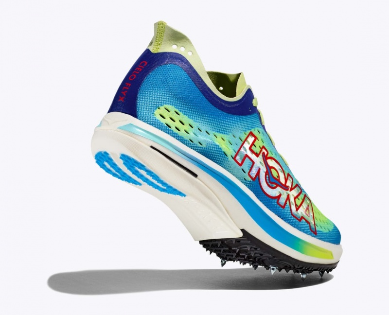 Men's HOKA Cielo FLYX Track Spikes Green / Blue | VJADC7418